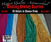Wicking Cowboy Scarves 44 Colors 2 Sizes plus Antimicrobial